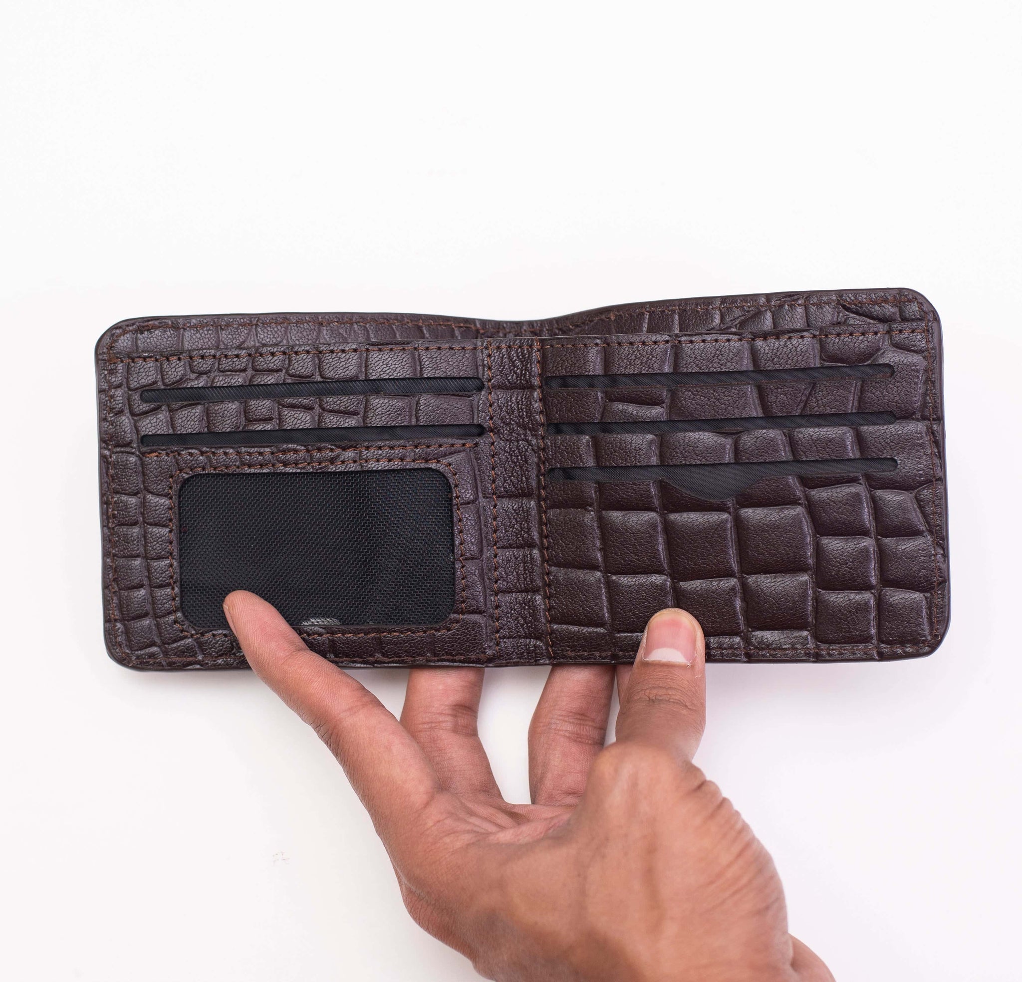 Croco Dice Wallet - short chocolate